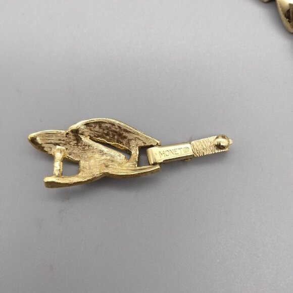 Monet Gold Tone Laurel Leaf Shiny & Brushed Vintage Estate w/ Extender RARE WOW! - Picture 8 of 9